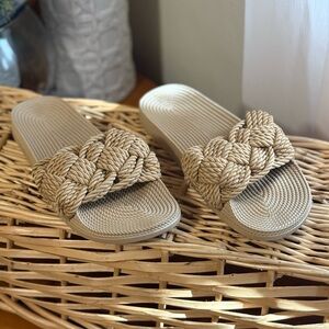 H&M Braided Rope Slide Sandals - Beige